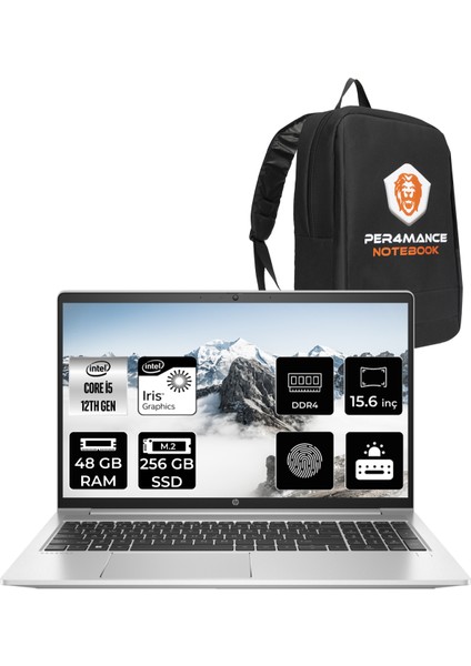 ProBook 450 G9 Intel Core i5 1235U 48GB 256GB SSD 15.6" FHD FDOS Taşınabilir Bilgisayar & PER4 Çanta 6S6Z1EAPN201