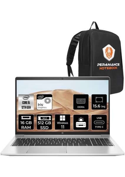 ProBook 450 G9 Intel Core i5 1235U 16GB 512GB SSD 15.6" FHD W11P Taşınabilir Bilgisayar & PER4 Çanta 6A178EAPN258
