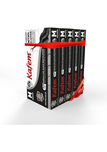 Siyah Nitril Eldiven Pudrasız Ekstra Kalın (M) 50 Li x 5 Paket