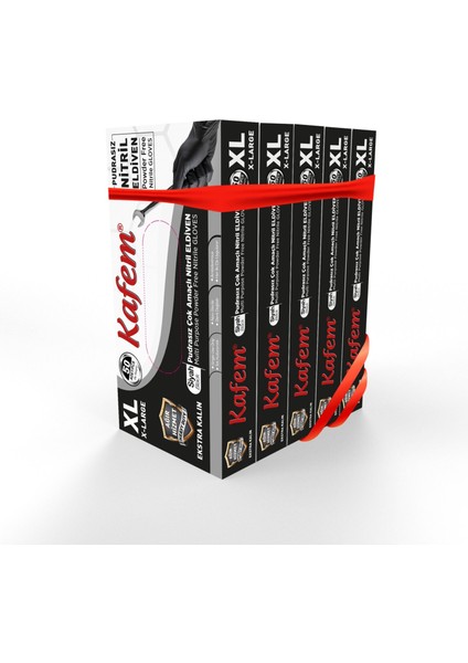 Siyah Nitril Eldiven Pudrasız Ekstra Kalın (Xl) 50 Li x 5 Paket