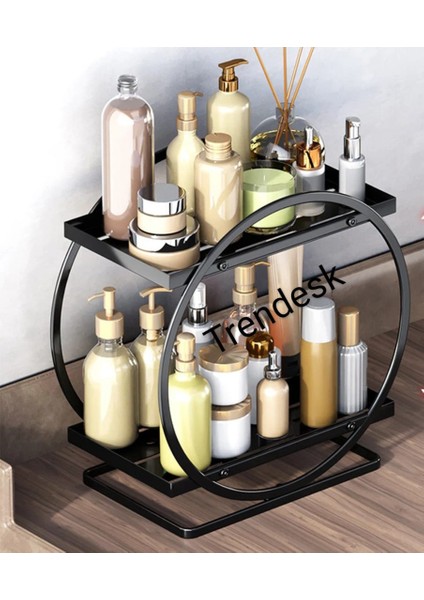 Makyaj Siyah Kozmetik Banyo Standı Parfüm Organizer