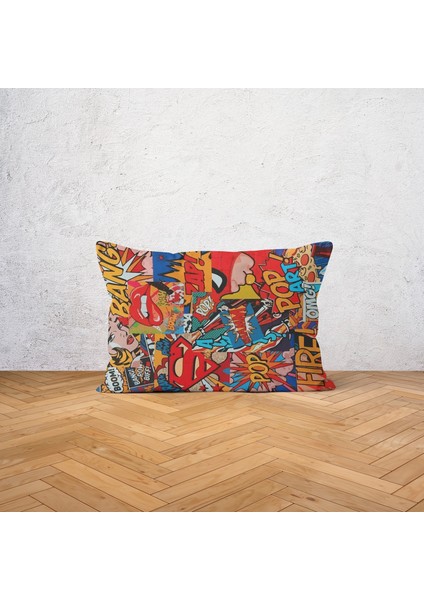 Pop Art - Çizgi Romanlı Çift Taraflı Yastık Kılıfı - 2 Adet