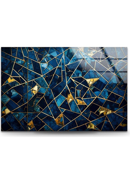 Koyu Mavi Lekeli Temperli Cam Duvar Tablosu fiyatları