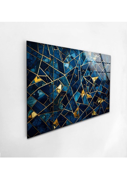 Koyu Mavi Lekeli Temperli Cam Duvar Tablosu modelleri