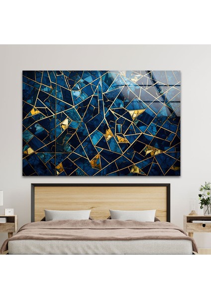 Koyu Mavi Lekeli Temperli Cam Duvar Tablosu indirimleri