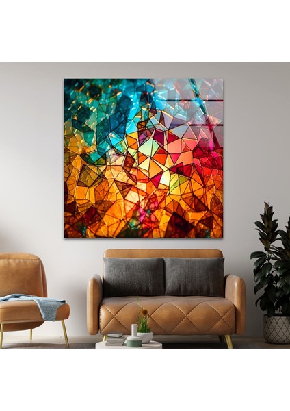 Renkli Lekeli Cam Duvar Tablosu modelleri