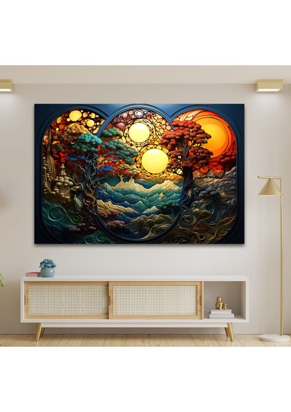 Lekeli Manzara Temperli Cam Duvar Tablosu modelleri