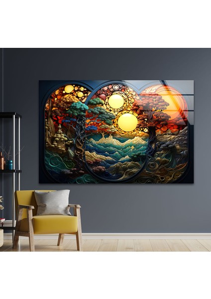 Lekeli Manzara Temperli Cam Duvar Tablosu fırsatları