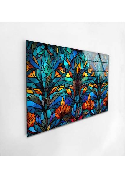 Mavi Lekeli Cam Duvar Tablosu modelleri