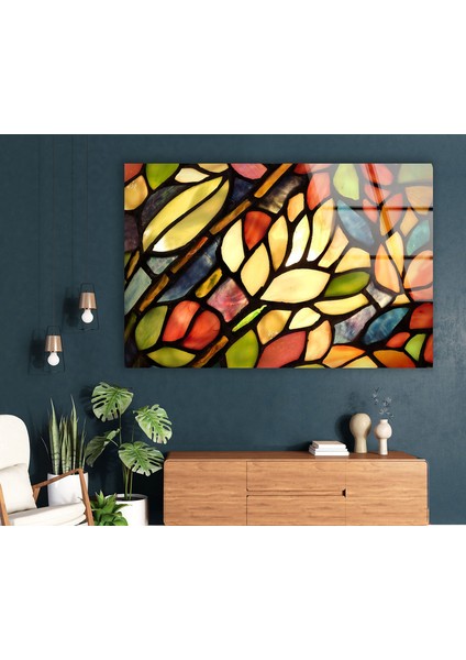 Renkli Lekeli Temperli Cam Duvar Tablosu