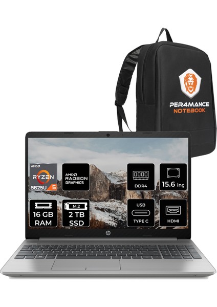 255 G9 AMD Ryzen 5 5625U 16GB 2TB SSD 15.6" FHD FDOS Taşınabilir Bilgisayar & PER4 Çanta 6Q8N1ES180