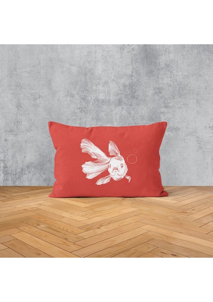 Soft Red Beta Fish Çift Taraflı Yastık Kılıfı - 2 Adet