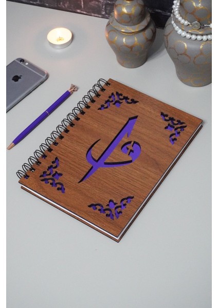 Elif Vav Ahşap Defter Ajanda Günlük Çizgisiz Defter A5 Notebook
