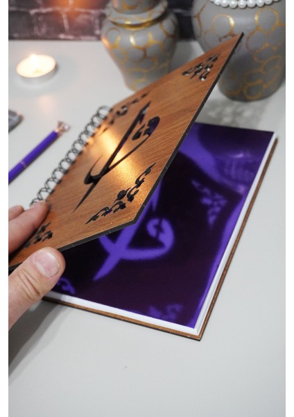 Elif Vav Ahşap Defter Ajanda Günlük Çizgisiz Defter A5 Notebook