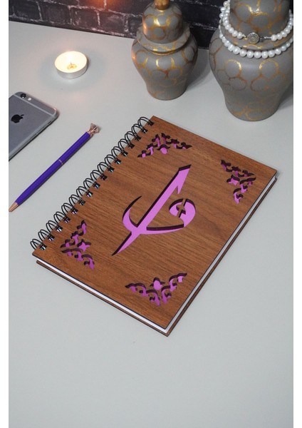 Elif Vav Ahşap Defter Ajanda A5 Notebook Düz Defter