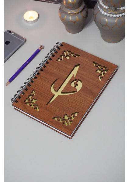Elif Vav Ahşap Defter Ajanda Günlük Çizgisiz Defter A5 Notebook