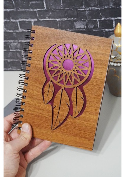 Rüya Kapanı Desenli Ahşap Defter Resim Defteri Günlük Çizgisiz Defter modelleri