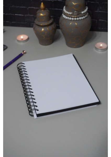 Elif Vav Siyah Ahşap Kapaklı Defter Ajanda Günlük Dini Çizgisiz Defter A5 Notebook