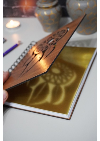 Rüya Kapanı Desenli Ahşap Defter Günlük Çizgisiz Anı Defteri Resim Defteri fırsatları