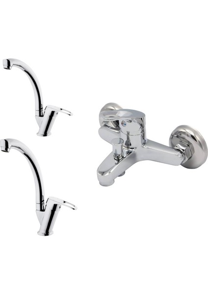 Banyo - Lavabo - Eviye Bataryası Krom 40 Lık Kartuş Ekonomik Set