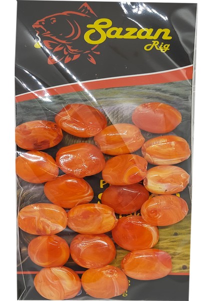 Ebruli Kırmızı Yassı Boncuk 15 mm (Dar Delik)