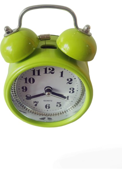 Metal Çıngıraklı Zilli Masa Saati Çalar Saat Yeşil fiyatları