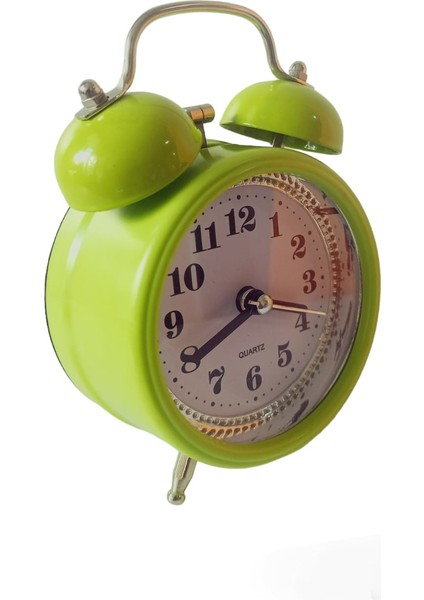 Metal Çıngıraklı Zilli Masa Saati Çalar Saat Yeşil modelleri