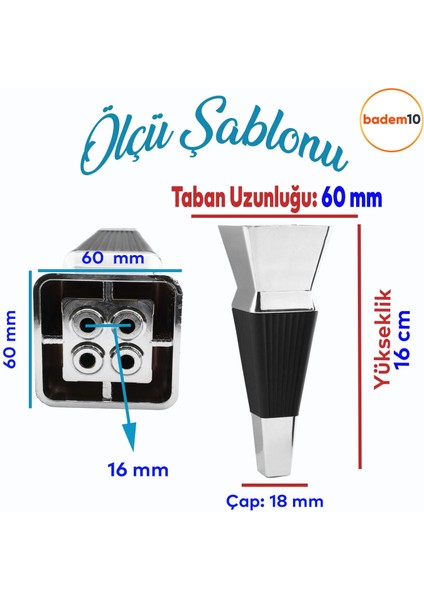 Dempa Lüks Mobilya Oturma Grubu Kanepe Sehpa Tv Ünitesi Koltuk Ayağı 16 Cm Siyah Krom Baza Ayakları fiyatları