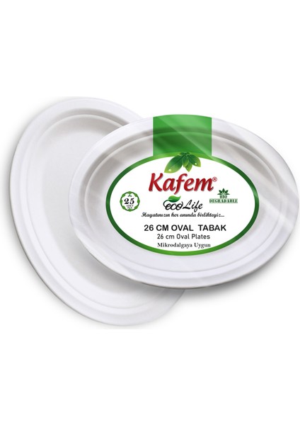 Ekolojik Karton Oval Tabak 26 cm 25 Li x 40 Paket (Koli)