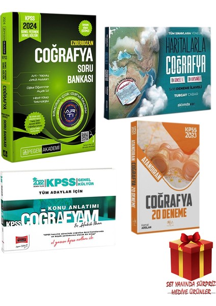2024 KPSS Genel Yetenek Genel Kültür Coğrafya Soru Bankası + Haritalarla Coğrafya + Coğrafya Konu - Deneme +