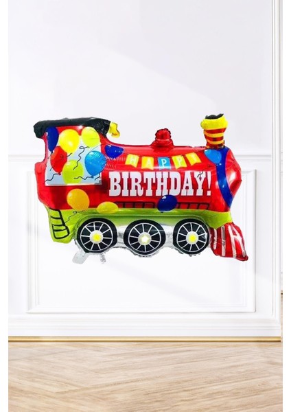 Tren Folyo Balon Tren Şekilli Doğum Günü Balonu 80 cm