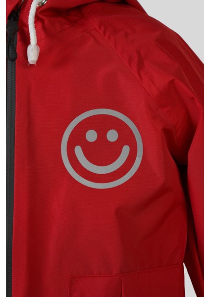 Kırmızı Kapüşonlu Su Geçirmez Çocuk Yağmurluk