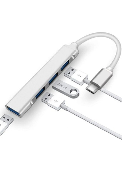 USB Type-C Hub 4 In 1 Type-C Giriş USB Çoklayıcı