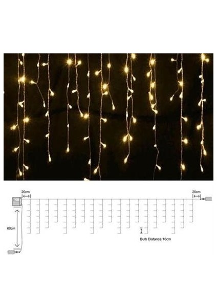 Buffer 8 Fonksiyonlu 16 Saçaklı Perde LED 3 x 1 (Günışığı)