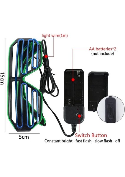 LED Işıklı Parlayan Renkli Festival Bar Kulüp Düğün Eğlence Parti Gözlüğü