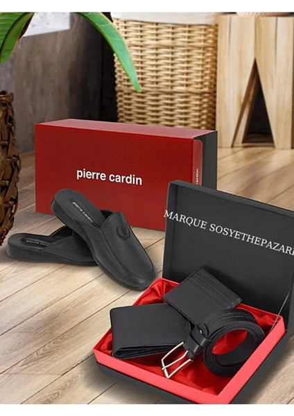 Pierre Cardin Çeyiz Terliği 289 Hediyelik Kutuda ve Marque Sosyethepazarı Markalı Kemer Cüzdan Set