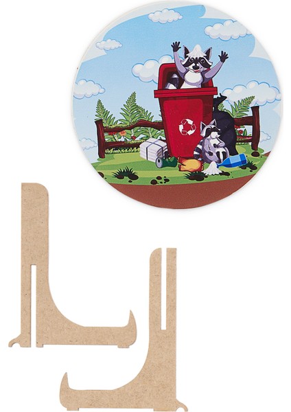 Sevimli Rakun Ahşap Puzzle Mega Boy 25 Parça 42CM Çapında Çocuklar Anaokulu ve Kreşler Için indirimleri