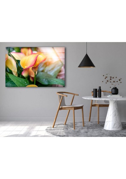 Canlı Renkli Çiçek Temperli Cam Duvar Tablosu fırsatları