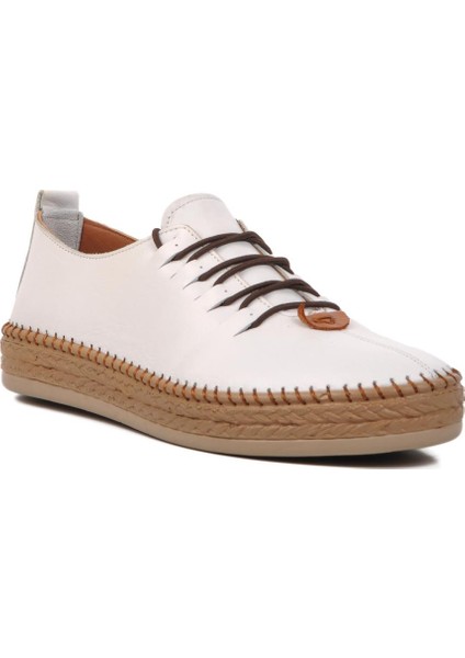 394163 Beyaz Hakiki Deri Kadın Günlük Ayakkabı GENİŞ KALIP