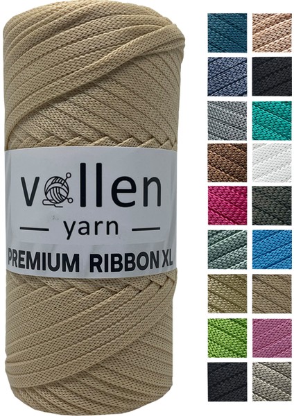 Vollen Yarn Premium Polyester Ribbon İp - 200 gr - 4 mm Polyester Düz Örgü Ipi