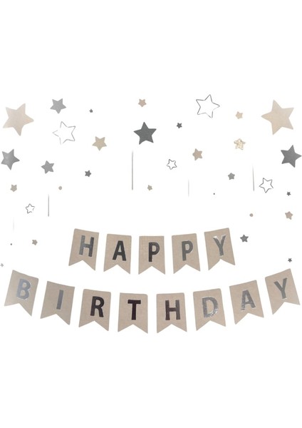 Happy Bırthday Yazı Deniz Kumu / Gümüş Banner