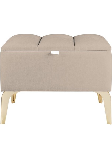 Gazzini Furniture Vetra Mini Royal Krem Kumaş Sandıklı Puf Gold Ayak Dekoratif Bench