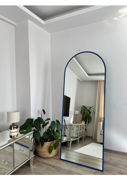 Mavi Metal Çerçeveli 180X70 cm Oval Ayaklı Boy Aynası