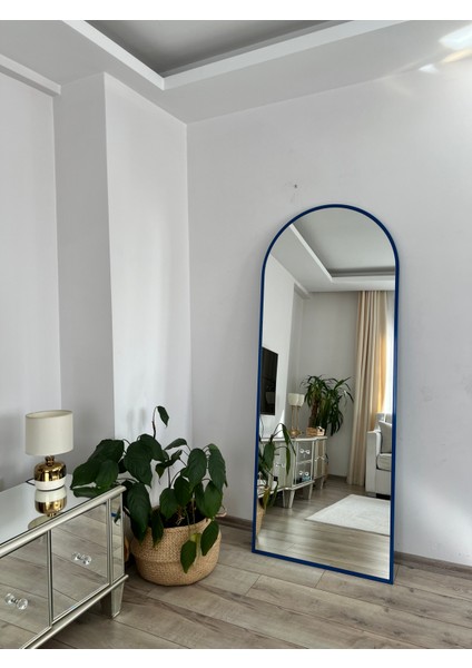Mavi Metal Çerçeveli 180X70 cm Oval Ayaklı Boy Aynası