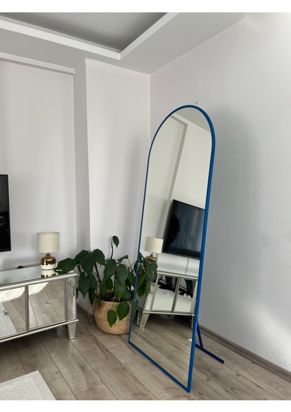 Mavi Metal Çerçeveli 180X70 cm Oval Ayaklı Boy Aynası