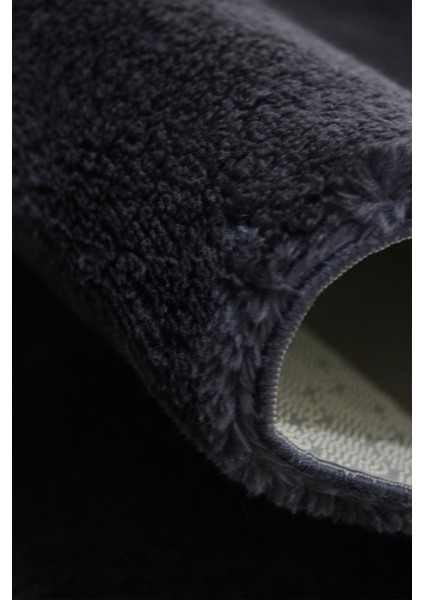 Antrasit Dikdörtgen Düz Post Halı Peluş Yumuşacık Kaymaz Dot Taban fırsatları