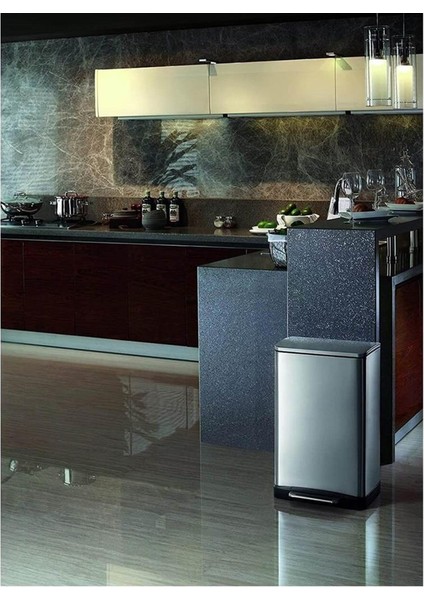 Çelik E-Cube 20 Litre Soft Close Pedallı Çöp Kovası - Inox