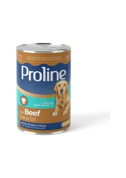 Proline Sos Içinde Et Parçacıklı Dana Etli Yetişkin Köpek Konservesi 400 gr