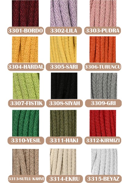 Vollen Yarn Makrome Ip,çok Amaçlı Ip,10 Metre,kordon Kaytan Dokuma Ip,sepet Ipi,salıncak Ipi,supla,paspas,