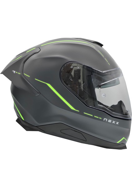 Y.100R React Mat Gri-Yeşil Kask